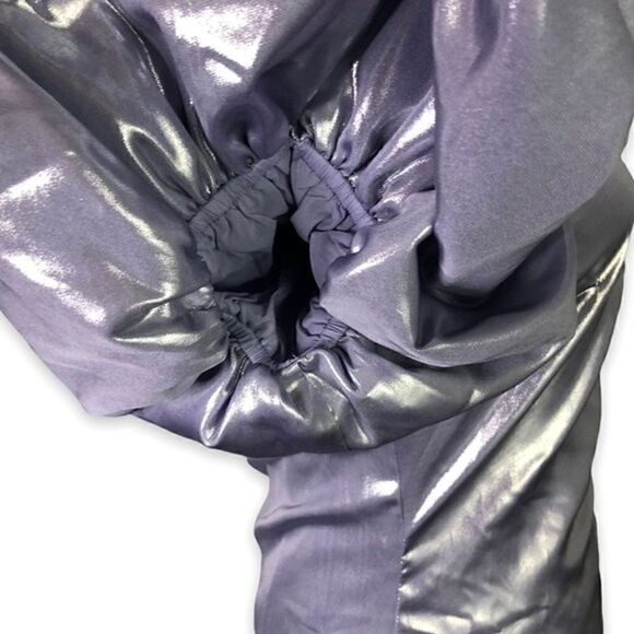 & Other Stories Metallic One-Shoulder Mini Dress in Lilac Purple Size 8 - Picture 6 of 11